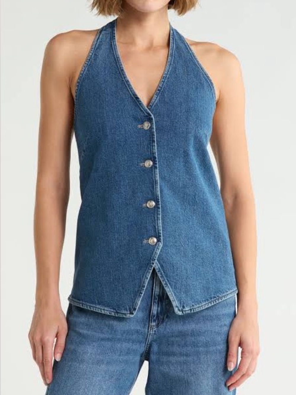 rag & bone Matilda Denim Halter Jeans Top - Blue